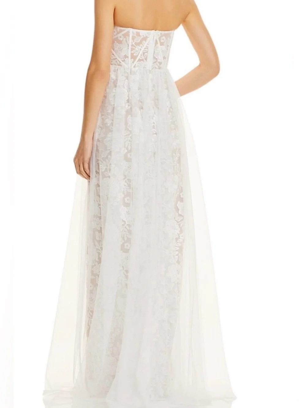 Aidan Mattox Lace Overlay Strapless Evening or Bridal Gown - Picture 2 of 13